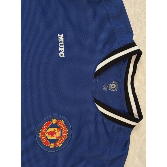 Blue MANCHESTER UNITED FC MUFC Football Soccer Mens Jersey Kit Large Shirt - Picture 2 of 8